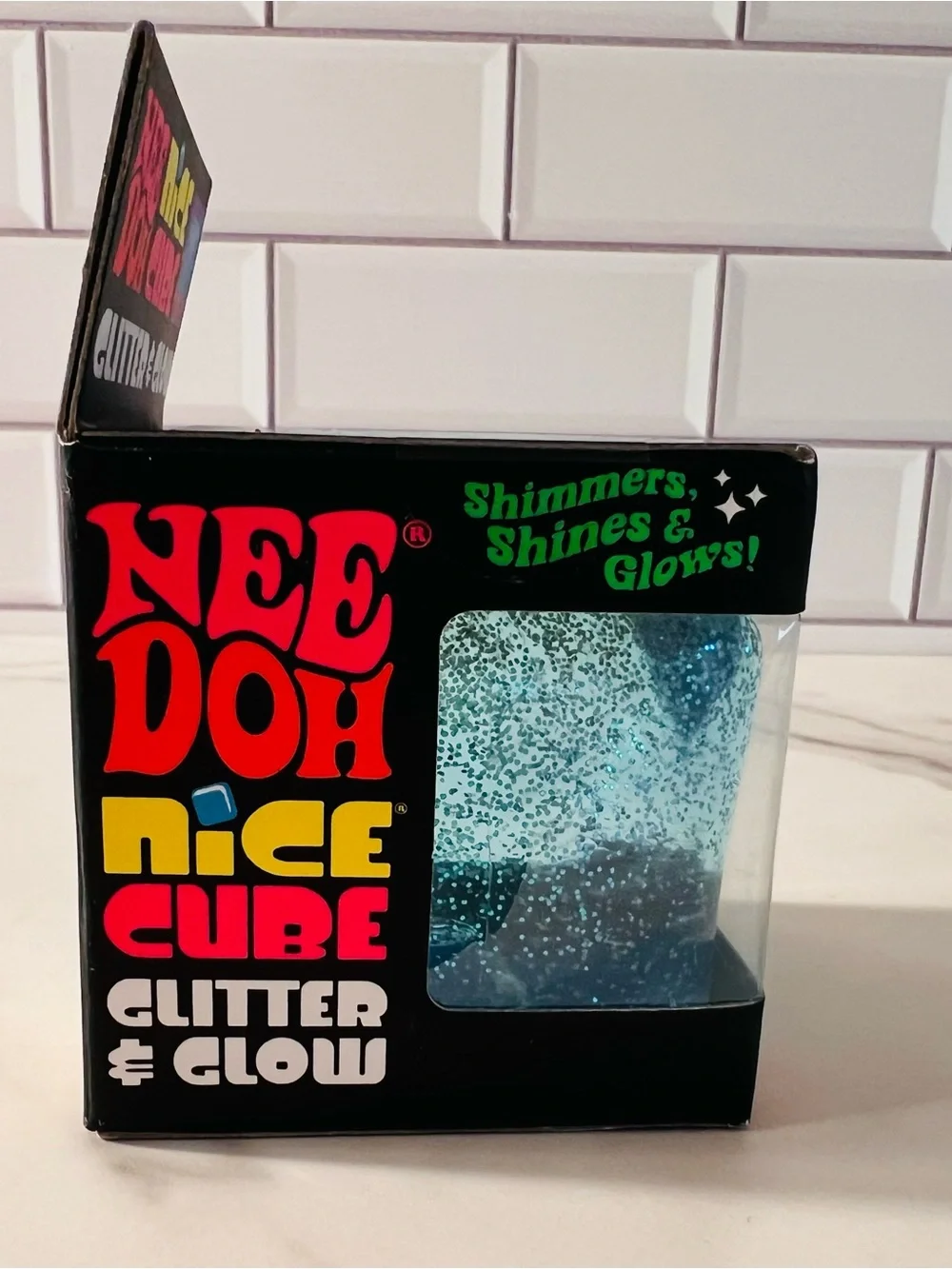 Needoh Nice Cube Glitter & Glow Blue Cube - Picture 4 of 4
